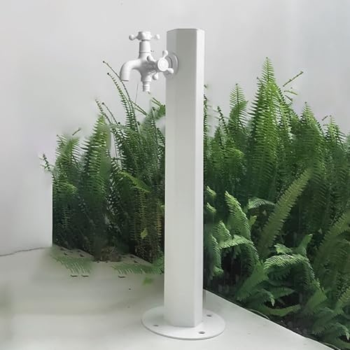 Générique Colonne a Eau de Jardin Robinet Exterieur Fontaine de Jardin Distributeur d'eau sur Pied Vertical avec Robinet à Double Sortie (Blanc F)
