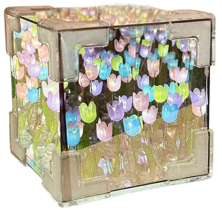 kowaku DIY Cube Spiegel Lampe Cube Spiegel Nacht Licht Ornamente Blume