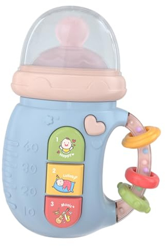 Uonlytech Neugeborenen Babyflasche mit Licht Musik Rassel Zweisprachig Sensorisch Beruhigend Motorisch Fördernd für Junge Mädchen Ab Geburt