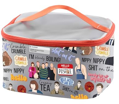 PXTIDY Kosmetiktasche für Abendessen, Fernsehzitate, Freitags-Abendessen, TV-Show-Fans, Geschenk, Reise-Make-up-Organizer, Tasche, Film-Merch, grau