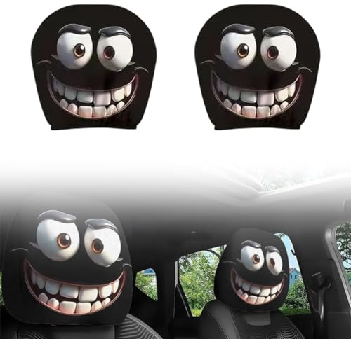 VAEIORP 2 Stuck Funny Halloween Auto Kopfstützenbezüge, Universal Fit, für Auto-Innendekoration (Schwarz)