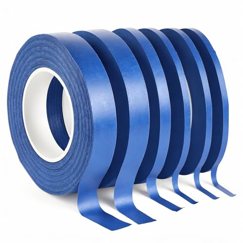 JJUNW 6 roll Fine Line Tape, 3/5/10/12 mm x 20m Masking Tape, Malerkrepp Selbstklebendes Fineline Tapes Zierstreifenband Konturenband Malerband Abklebeband für Auto Schule Zuhause Büro DIY Basteln