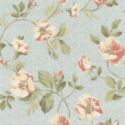 BHF FD68719 Claremont Dog Rose Blue Wallpaper - Dark Blue