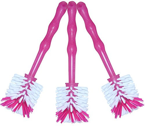 24now 3er Pack Mixtopf Spülbürste mit Nylonborsten - ideal zum Reinigen von Mixtöpfen wie z.B. Thermomix ® TM5/TM31 und Mixtöpfe Anderer Hersteller - 3X Pink