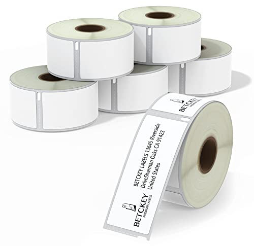 BETCKEY - 6 Rollen 99012 Selbstklebende Etiketten Kompatibel mit DYMO S0722400, 36mm x 89mm, 1560 Adressetiketten (Groß) für LabelWriter 450, 4XL NICHT passend 550 oder 5XL