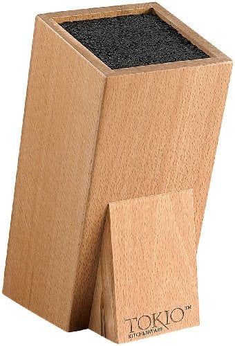 TokioKitchenWare Messerhalter: Universal-Messerblock aus Holz mit Borsteneinsatz (Messerblock Borsteneinsatz Ersatz, Universal ohne Messer, Kunststoffborsten)