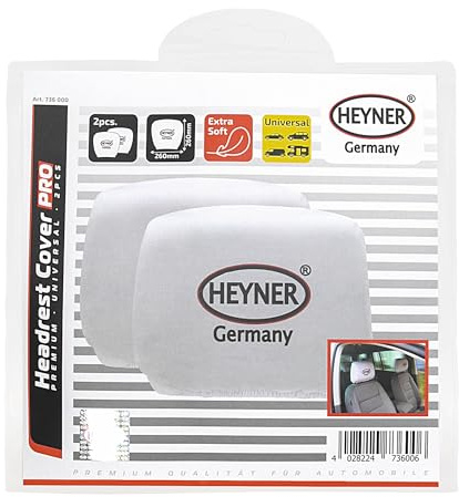 HEYNER® Kopfstützenbezug 2er Set, 100% Baumwolle, waschbar | 100% Baumwolle, rotschwarzweiß mit HEYNER®-Germany-Symbol
