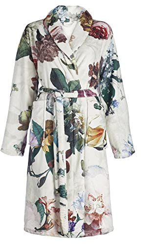 ESSENZA Bademantel Fleur Ecru, M - 100% Polyester - Blumen Pfingstrosen Tulpen