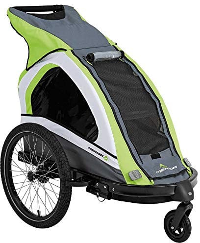 Merida Uno Kinderfahrradanhänger für 1 Kind, mit Buggy-Set und Jogger-Set- Grün