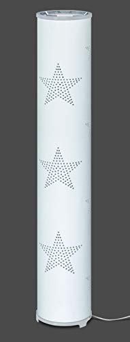Trango Design & Modern 1246-SW Stehleuchte - Stehlampe - Standleuchte - Deko-Stehlampe Waikiki mit einem weißem Stoffschirm mit Sternendekor ohne Leuchtmittel