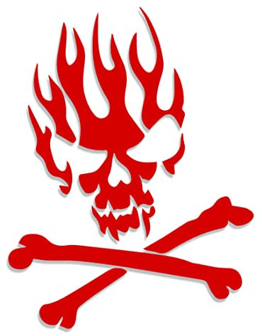 Flaming Crossbones Skull L 0185 (Rosso) // Adesivo OEM JDM Style Vinyl Transfer