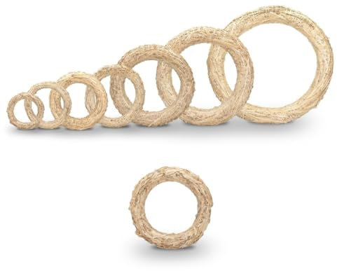 NaDeco Strohkranz Natur in 7 Größen zur Auswahl Strohkränze von klein bis groß Strohring Strohkranz Türkranz Kranz Rohling Strohrömer Roemer Strohkranz selber Machen, Größe:20 x 3 cm