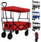 Arebos Bollerwagen faltbar mit Dach | Handwagen | Transportwagen | Faltwagen | Gerätewagen inkl. 2 Netztaschen und Einer Außentasche | faltbar | bis 70 kg Tragkraft | 360° Vollgummireifen | Rot