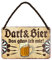 Dart und Bier das gönn ich mir Blechschild - Metallschild mit Kordel und Saugnapf - Retro Deko Schild - Dart Spruch für Biertrinker und Dartspieler - Dart Zubehör - Deko Dartscheibe - 18x12cm