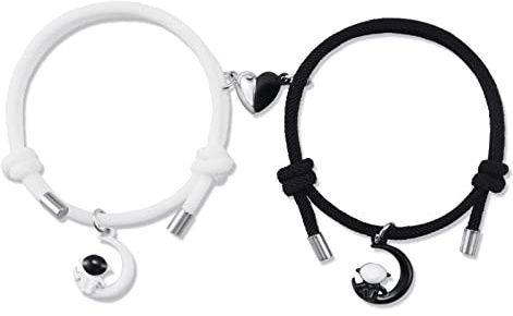 VGWON Regali di Coppia, Bracciale Coppia, Bracciale Magnete Anima Gemella | Regalo per Lui Lei Fidanzata Fidanzato, 2pcs Amore Magnete Intrecciato a Mano Corda Braccialetti di Corrispondenza