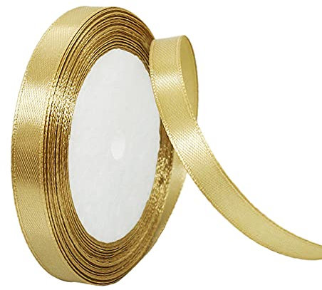 Cinta Champagne Oro Bien 10mm, 22m Cinta de Satén Cinta Regalo Cinta Tela,Cinta de Lazo,Cinta de Globos,Cinta para Envolver Regalos,Navidad,Coche,Manualidades,Boda Cumpleaños Fiesta Decoración Cinta