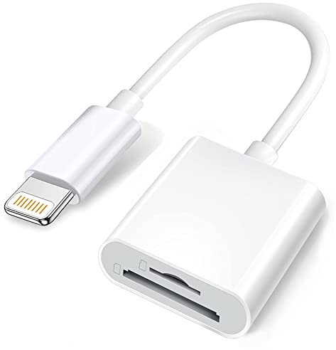 Apple Lecteur Lightning vers carte SD et TF double fente pour iPhone/iPad, 2 en 1 Micro SD TF Trail Camera Viewer adaptateur de carte mémoire, Plug and Play