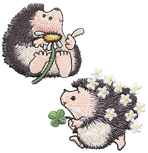 2 Stück Igel Stickerei Applikation Patches, Hand DIY Zubehör Aufnäher, Zum Aufnähen Patches, Coole Aufnäher für Dekor T-Shirt, Rucksack, Jeans, Jacke, Mütze, Schuhe