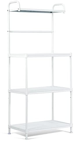 GIANTEX Scaffale in Metallo per Forno a Microonde con 4 Ripiani, Scaffalature Metalliche con Piedini Regolabili, Adatto per Cucina, Soggiorno, Balcone, 60 x 34,5 x 136 cm, 2 Colori (bianco)
