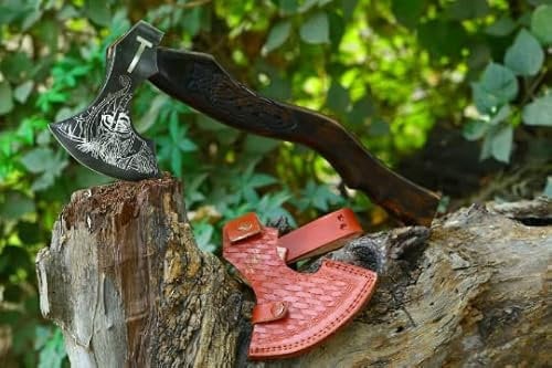 Axt Karbon Stahl Axt Wikinger handgeschmiedet 1095 mit Lederscheide MAQ2648