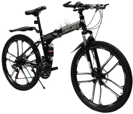 NeNchengLi Mountainbike 26 Zoll Faltrad mit doppeltem Stoßdämpfungsrahmen - Scheibenbremsen-Fahrräder, vollgefederte Fahrräder, perfekt für Männer und Frauen