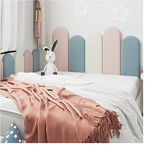 Peel And Stick Headboard, Anti-Collision Wandaufkleber, 3D Soft Bag Wandpaneele, Selbstklebendes Wandkissen Für Schlafzimmer Für Kinderzimmer Home Decor ( Farbe : Beige+Pink+Blue , Größe : 120cm )