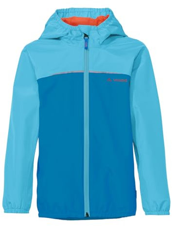 VAUDE Regenjacke Kinder Turaco III in Blau – wasser- & winddichte Outdoor-Jacke für Kinder, atmungsaktiver Kinder Windbreaker mit Kapuze – Größe: 146