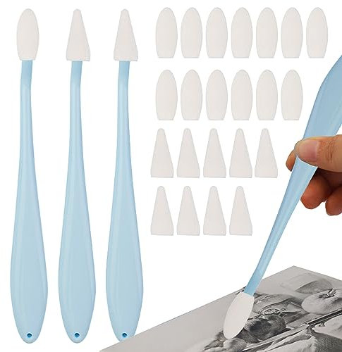 PANITOREER 3Pcs Sketch Wiper, Sketch Drawing Tools with 40Pcs Sponge Heads, Paper Art Blenders, Stumps Sketch Erase Trimmer, Sponge Wiper Set for Sketch Drawing and Detail Painting(Blue)