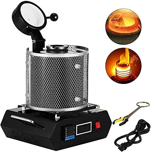 Four de Fusion d'or 1KG 2KG 3KG Machine de Four de Fusion Automatique 2102°F Four de Fusion électrique Fonderie de cuivre Creuset en Graphite pour affiner l'or et l'argent,3KG