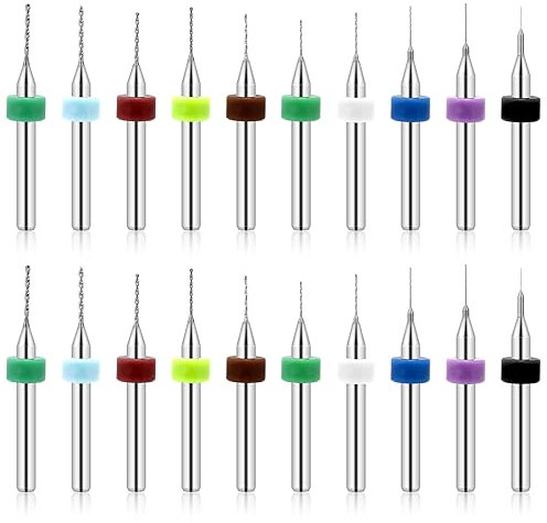 20 PCS PCB Drill Bits Set 0.1mm-1mm Spiral Flute Carbide Drill Bits Micro Drill Bits Set for Print Circuit Board Stone Jewelry CNC Engraving