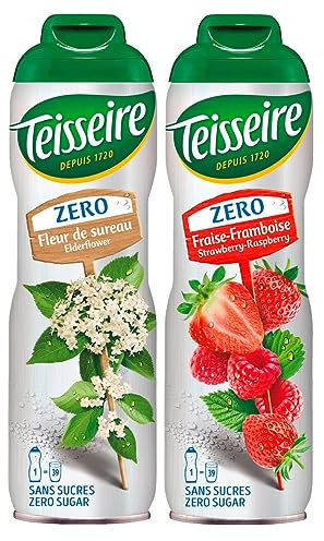 Teisseire Sirup Zero Holunderblüte & Erdeere-Himbeer je 600ml - Cocktails Milchshakes
