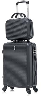 CELIMS - Valise Cabine Voyage avec Vanity Trousse de Toilette Approuvée par 100+ Compagnies Aériennes | Légère et Rigide | Valise Cabine 55x35x25 | Valise Enfant | Noir