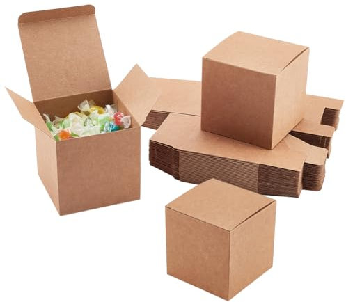 PH PandaHall 30 Stück Brown Kraft Paper Boxes, 9x9x9cm Geschenkbox Aus Kraftpapier Kraftpapierbox Kleine Schmuck Geschenkboxen Mit Deckel Für Geschenke Weihnachten Hochzeit Geburtstag Party