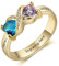 Damenring mit Gravur 925 Sterling Silber Personalisierter Ring mit Edelstein und Name, Herz Cubic Zirkonia, Damenschmuck, Muttertag Weihnachten Geburtstag Geschenk (gold, 60(19.1))