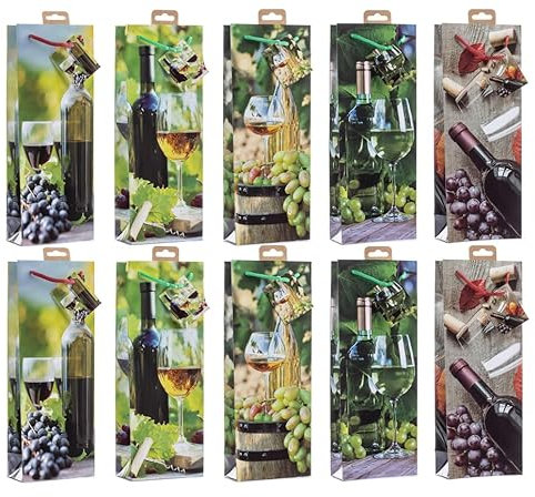 Laro Premium-line Grosse Sekt Weinflaschentüten Geschenktaschen Flaschentüten 10-100 Stk Stilvolle Verpackung für Flaschengeschenke, Anzahl:20, Muster Tüten:Outdoor