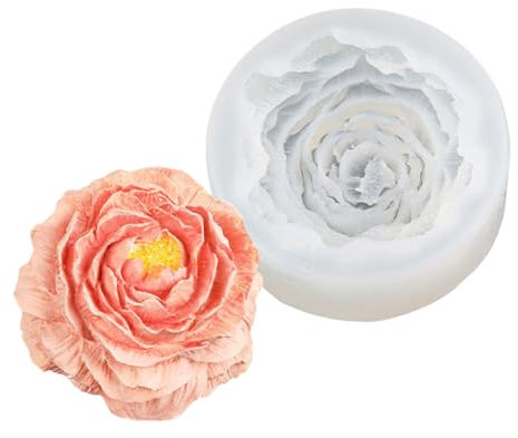 Peony Flower Silicone Mould,Aromatherapy Candle Moulds,3D Epoxy Resin Molds,Silicone Soap Making Moulds,Fondant Cake Baking Mold for Chocolate,Cake,Jelly,DIY Craft,Party Decoration
