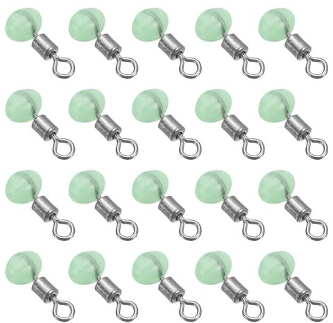 PATIKIL 0.45x0.2 Cross-Line Fishing Swivels & Bead, 20Pcs Glow in the Dark T Shape Pulley Slide Rig Rolling Swivels Fishing Hooks Connector Terminal Tackle, Pale Green