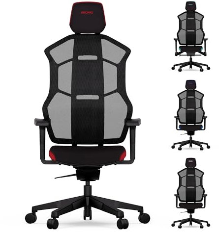 RECARO AER Essential 2-in-1 Gaming & Bürostuhl Ergonomisch [Büro-Zertifiziert] | Premium Polsterung | Made in Germany | flexibel einstellbar - bis 150kg, Ruby Red