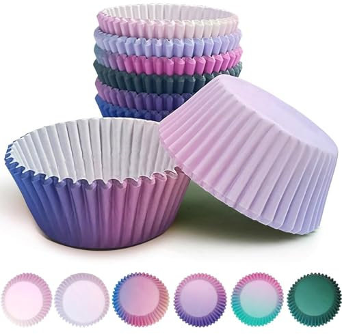 Gcardist 300 Stück Standard-Muffinförmchen Cupcake-Becher 6 Designs Rosa Blaue Muffinpapier-Backförmchen Cupcake-Hüllen (Standardgröße)