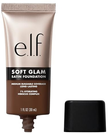 e.l.f. Soft Glam Foundation, Mittlere Deckkraft, Langanhaltende & Aufbauende Foundation Für Ein Glattes, Seidenmattes Finish, Vegan & Tierversuchsfrei, 63 Rich Warm