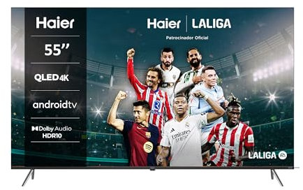 Haier QLED 4K UHD H55K705UG, 55, Smart TV, Android 11, Dolby Audio, HDR 10, Control Remoto Inteligente, Google Assistant, Bluetooth 5.1, DBX TV, HDMI 2.1 x 4, Sin Marcos, 2024