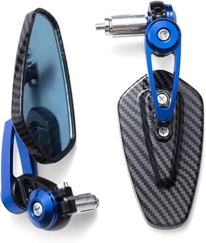 Motorrad Spiegel Motorrad-Rückspiegel, Carbon-Faser-Muster, Lenkerspiegel, modifizierter umgekehrter Rückspiegel, Motorradzubehör Lenkerendenspiegel(Blue)