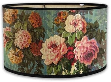 Fansu Pantalla De Lámpara Estilo Floral Retro Pantallas de Lámpara de Tela Cubierta De Lámpara De Tambor Cilíndrica Lámpara De Pie Para El Hogar Mesa De Hotel Mesita De Noche (Rosa,30x30x20cm)