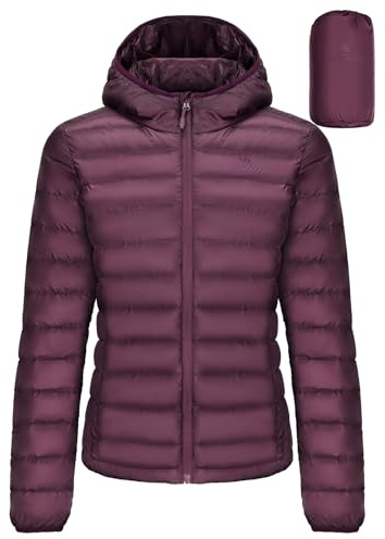 CAMEL CROWN Damen Daunenjacke mit Kapuze, verstaubar, ultraleicht, isoliert, wasserabweisend
