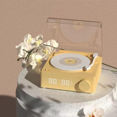 Altoparlanti in vinile, senza fili, sveglia, giradischi, in vinile, stereo, con giradischi (giallo)