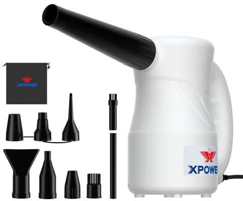XPOWER Cyber Duster Electric Air Duster for Dusting Drying Inflating Blowing Car Detailing Computer Maintenance Leaf Blowing High Performance Motor Eco-Friendly (White, A-2S)