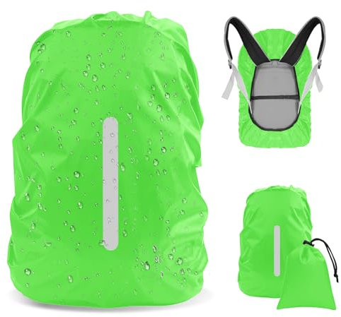DOINEUFL 1 Pack Rucksack Regenschutz (15-50L), Regenschutz Schulranzen, Schulranzen Regenschutz, Regenhülle Rucksack, Regendichter Wasserfester Rucksack für Camping, Wandern (1, Grün, M:30L-40L)