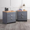 Home Treats 2 Drawer Bedside Table | Grey & Pine Chest Of Drawers Wooden Oak Storage Organiser For Bedroom Office Livingroom Home Drawer (2, Grey & Pine)