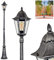HOFSTEIN Kandelaber Lignac, Außenwegeleuchte aus Metall/Glas in Schwarz/Silber/Klar, Wegeleuchte im Vintage/Antik/Landhaus-Design für Garten, Außenbereich, Hof, Höhe 204 cm, 1 x E27, IP44