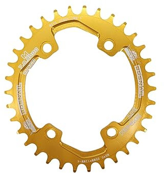DONGLING Platos para Bicicletas 96BCD Plato Ovalado 32T 34T 36T 38T Ciclismo MTB Bike ChainWheel Placa Dentada 96 BCD Plato Ovalado 32 MTB(34T,Golden)